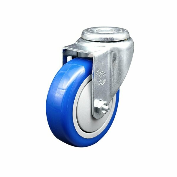 Service Caster 4'' Blue Polyurethane Creeper Swivel Bolt Hole Caster CREE-SCC-BH20S414-PPUB-BLUE